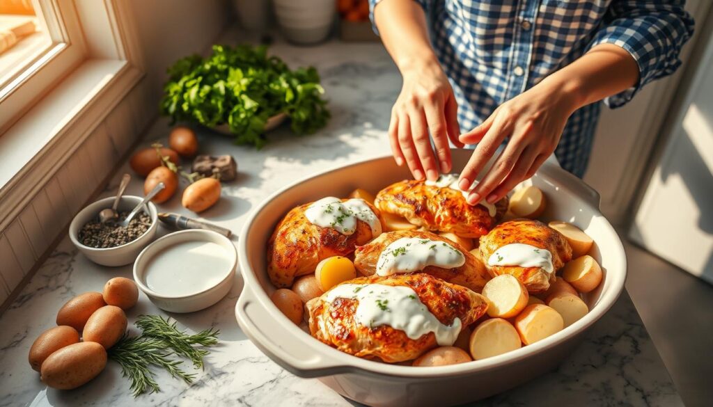 Chicken Potato Bake Preparation