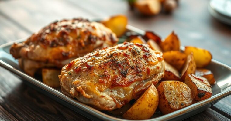 baked chicken and potatoes