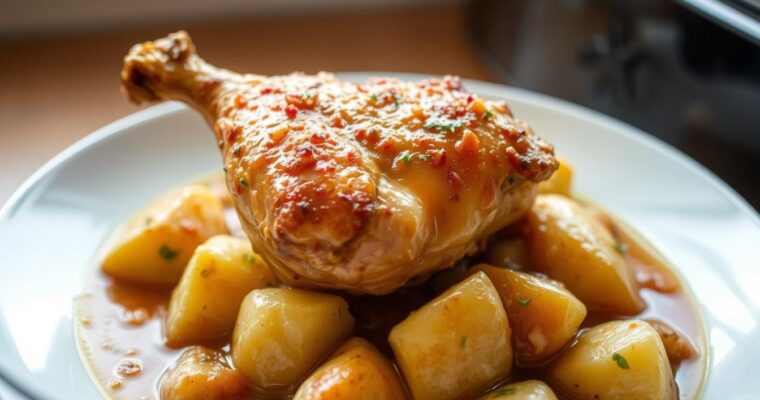 slow cooker garlic parmesan chicken and potatoes